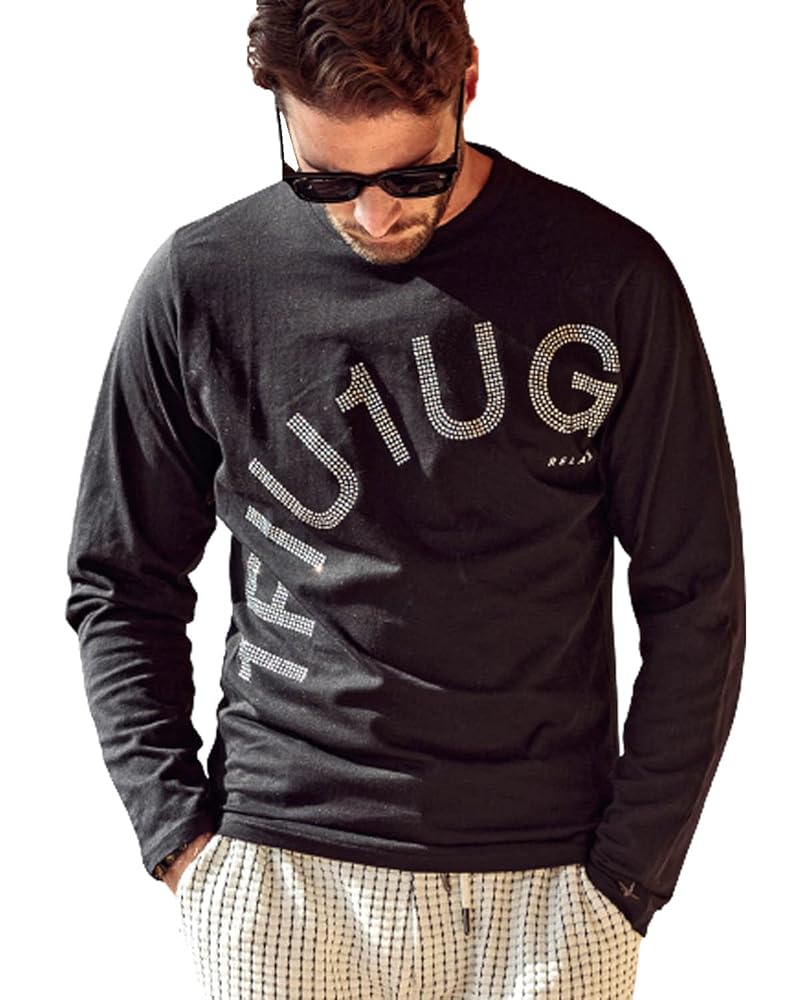 トップス 1PIU1UGUALE3 RELAX Amazon.co.jp: 1PIU1UGUALE3 RELAX Rhinestone Logo Long Sleeve